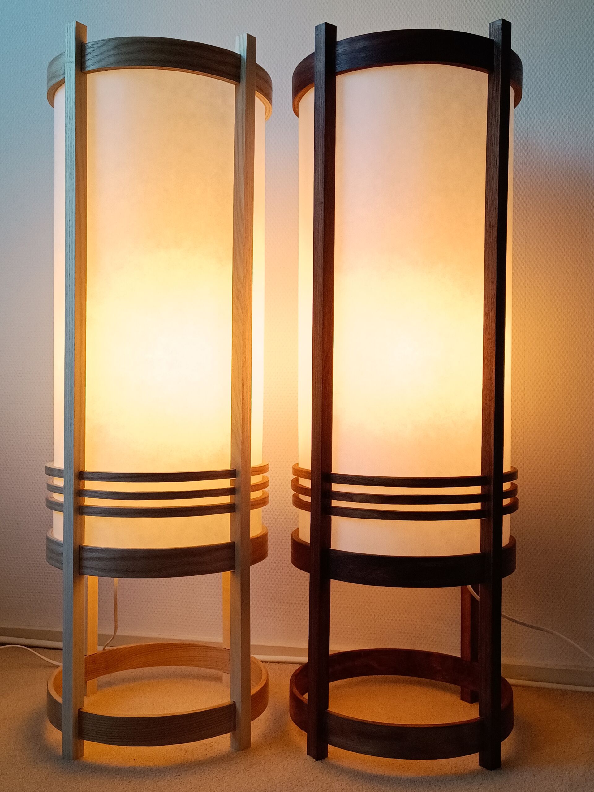 Ronde Japanse Lamp – George Nakashima – Vloerlamp – Noten Essen Ronde Japanse lamp George Nakashima style | Noten en Essen vloerlamp