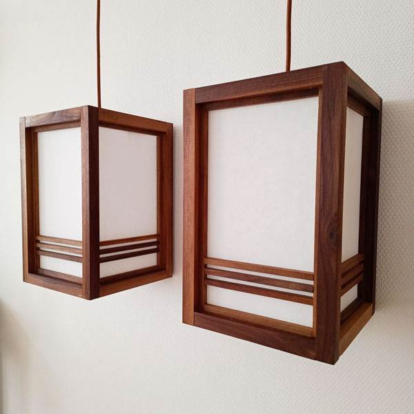 Japanse Hanglamp Hangende lamp walnoot walnoten hout