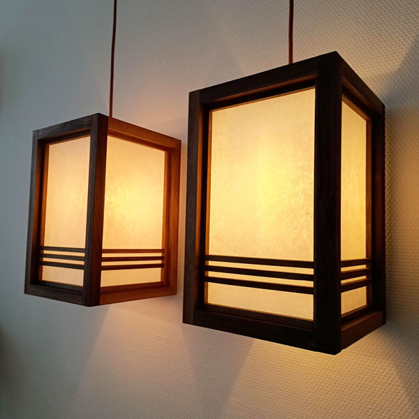 Japanse hanglamp hangende lamp walnoot walnoten hout